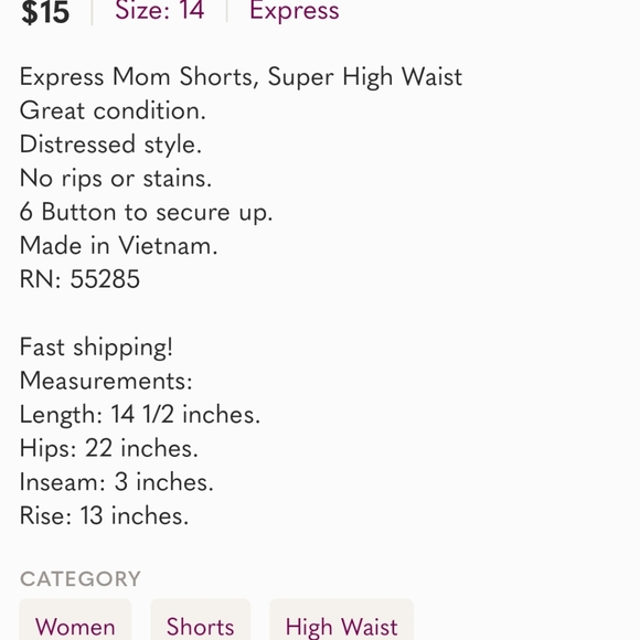 Express Button Up High Waist Mom Jean Shorts (Size 14) - Picture 9 of 9